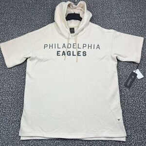 Philadelphia Eagles Hoodie Men Large Beige Fanatics Signature Short Sleeve New L